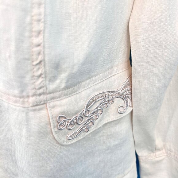 NWT INC INTERNATIONAL CONCEPTS MILITARY STYLE IVORY LINEN BLAZER JACKET - XL - Picture 5 of 9